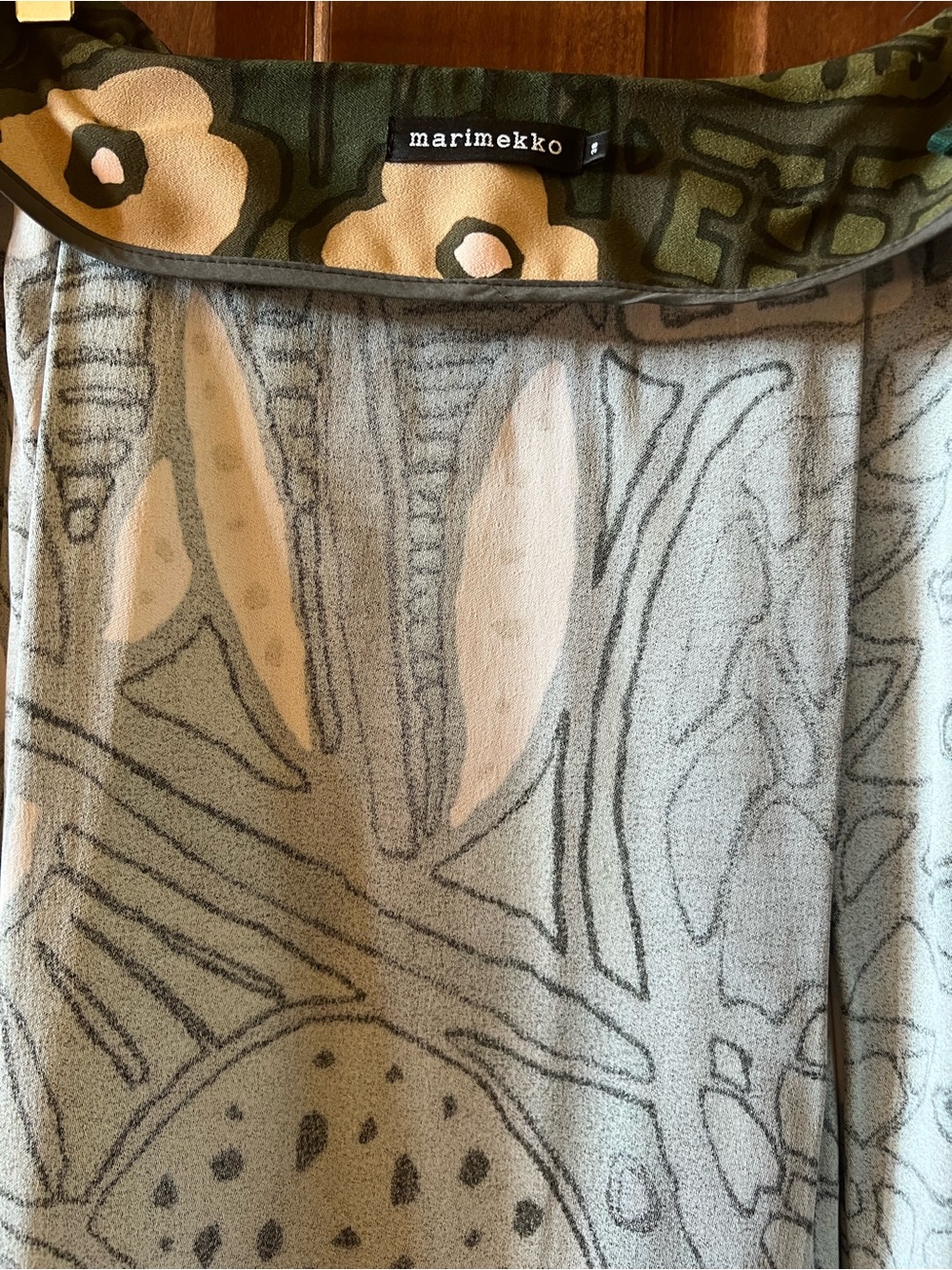 Marimekko Green and Cream Graphic A-Line Skirt - Picture 14 of 16